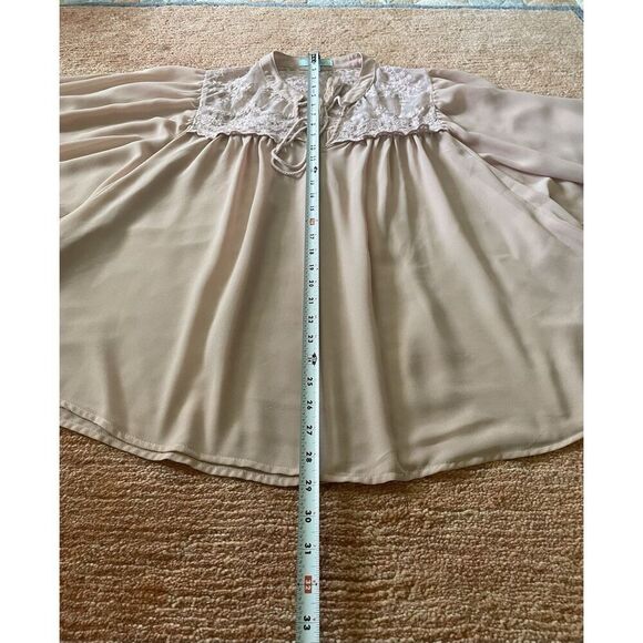 She + Sky Women’s Pink Lace Blouse M 70% Silk Boho Peasant Romantic Style - Picture 6 of 7